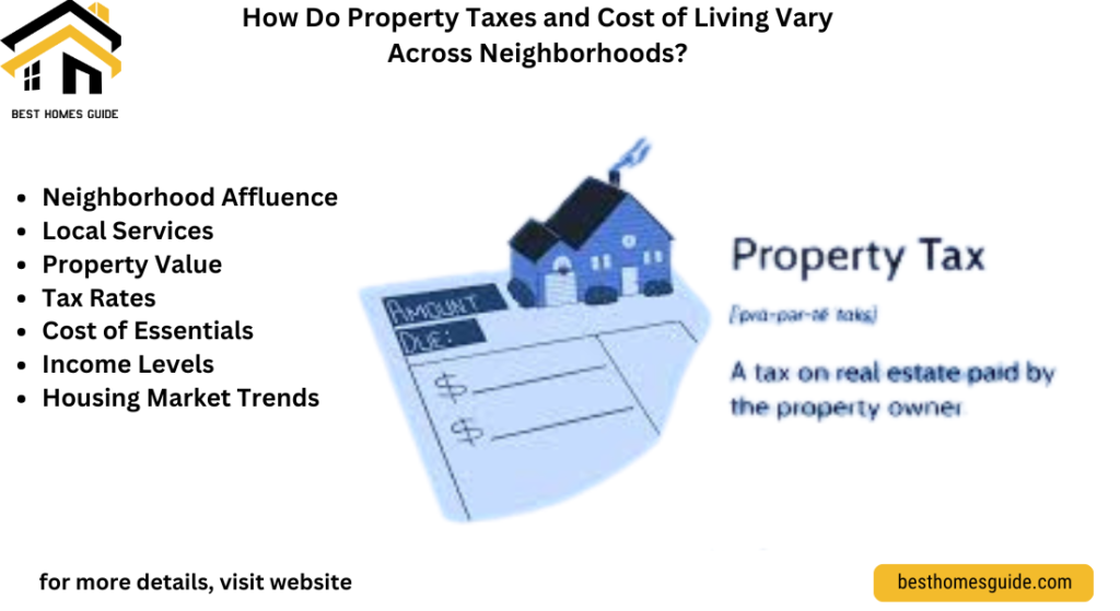 How do property Taxes and cost of Living Vary Across Neighborhoods